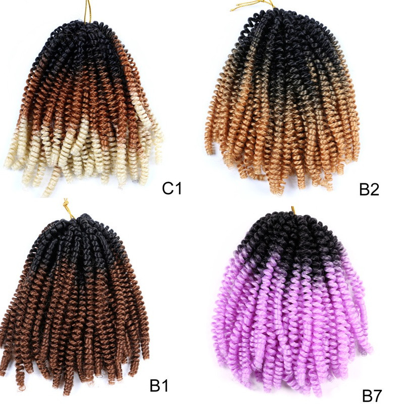 Spring Twist Crochet Hair Braids Curly Fluffy Bomb Twist Spring Curl 8inch Synthetic Hair Extension