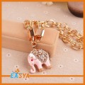 Requintado moda elefante pingente colares com chapeamento e strass