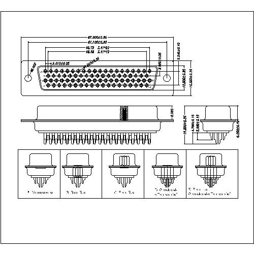 HDD02-FXXXXX D-sub Female four row solder TYPE(stamped pin) 