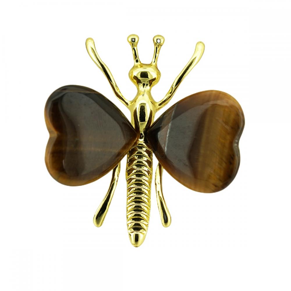 Gemstone Heart Wings Pargente de mariposa de aleación de oro y adorno (aproximadamente 38x42 mm y 20 mm de corazón)