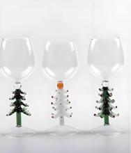 Custom Christmas Tree Modeling Red Wine Glass