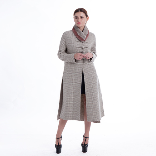 Retro-style cashmere overcoat with erect collar