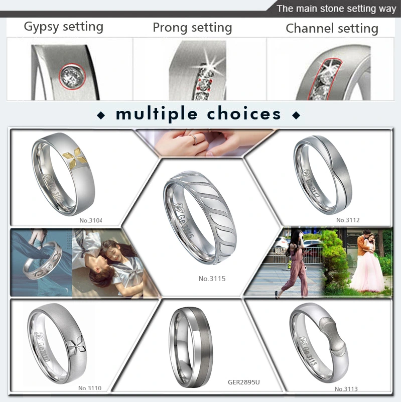 Wholesale Fashion New Jewelry Diamond Stainless Steel Wedding Ring for Men and Women with AAA+ Cubic Zircon