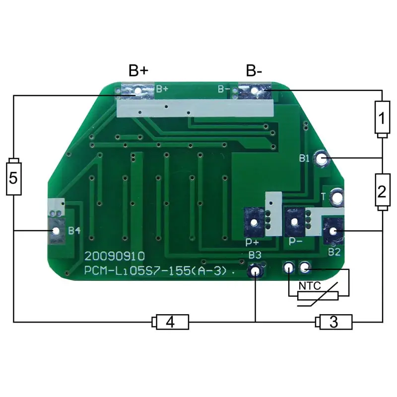 5s 4A PCM BMS for 18V 18.5V Li-ion/Lithium/ Li-Polymer 15V 16V LiFePO4 Battery Pack Size L46*W31*T4mm (PCM-Li05S7-155)