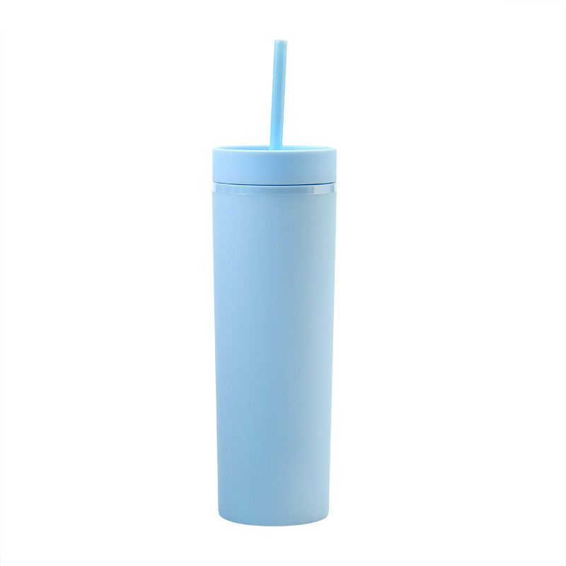 16oz Double Wall Plastic Tumblers Matte Pastel Colored Acrylic Tumblers with Lids and Straws