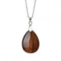 Natural Tiger Eye 28x35MM Waterdrop Pendant Necklace with 45CM Silver Chain