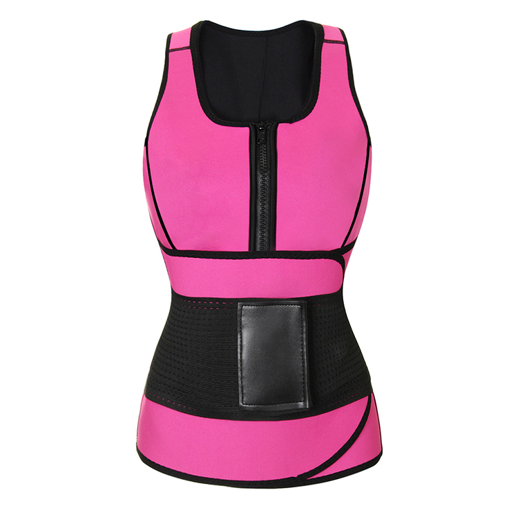 Custom Logo Pink Shaping Curve Zipper Plus Size Neoprene Vest With Belt