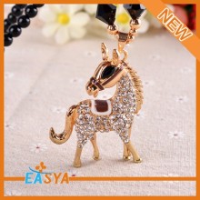 Lover Horse With Rhinestone Bead Chain Necklaces