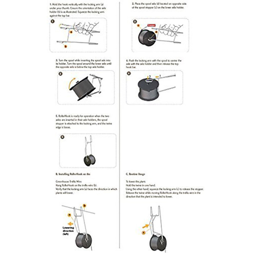 Acessórios para estufa Tomatoes Trellising RollerHook