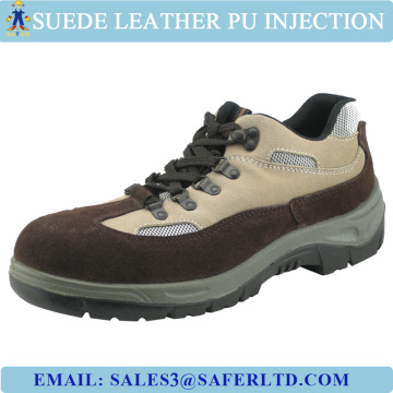 Suede leather PU injection work safety footwear