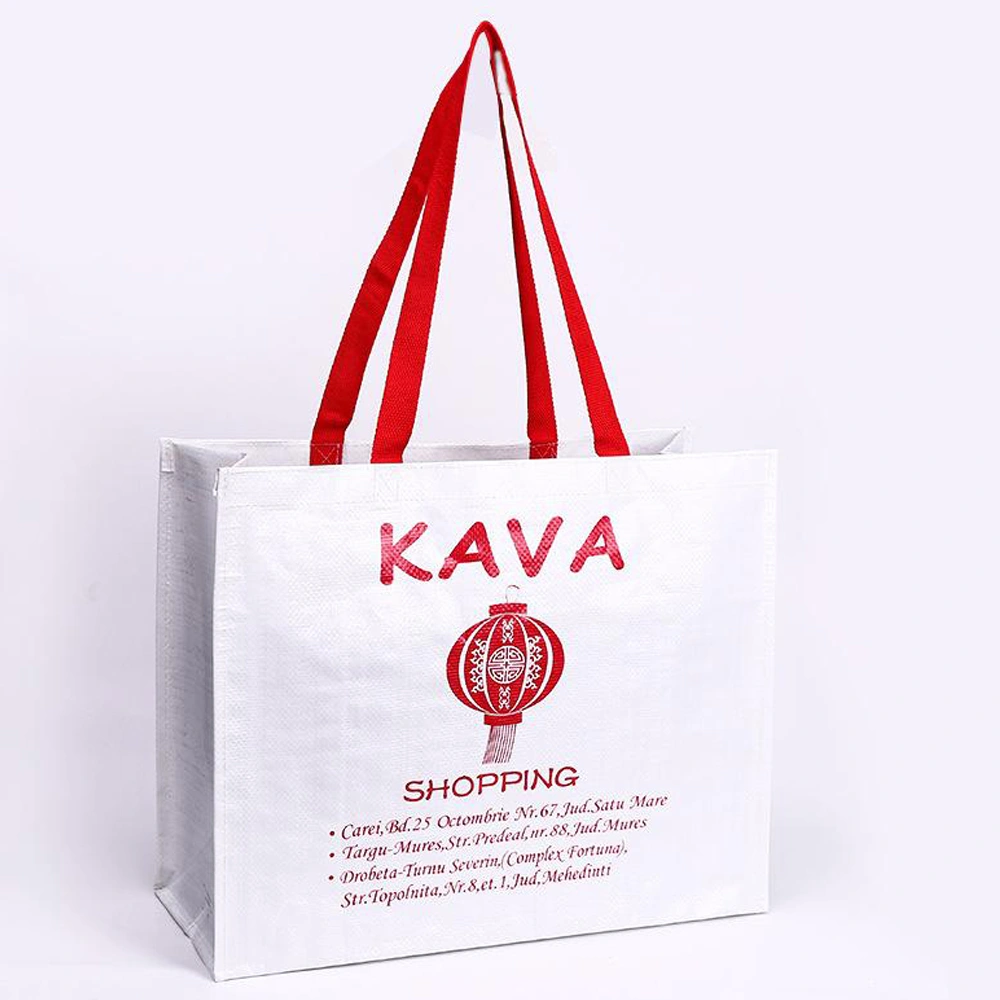 Custom Printed Logo Gift Woven Bag Shopping Handle Rafia Woven Cloth Bag for Garment