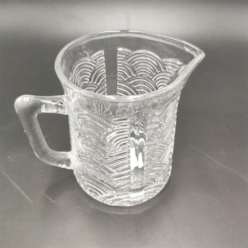 Embossed glass creamer with glass handle