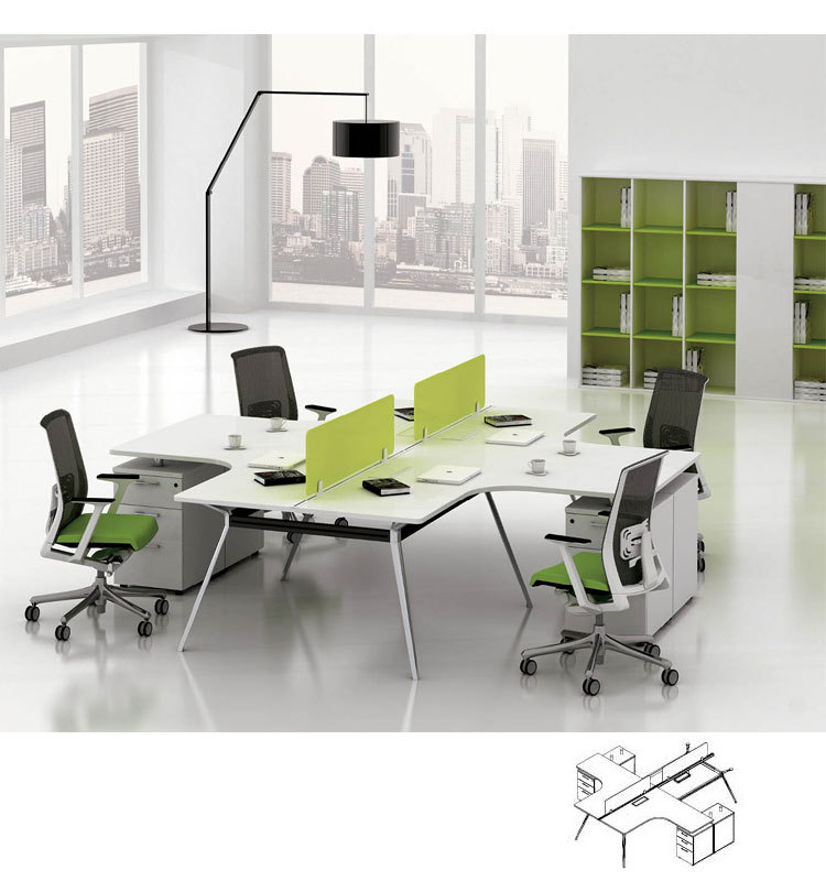 Modern elegant three person workstation