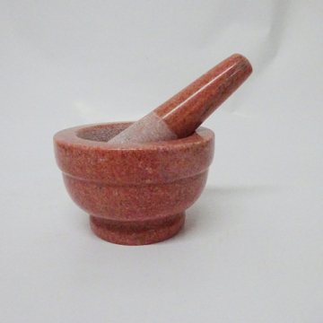 Red Color Marble Mortar And Pestle