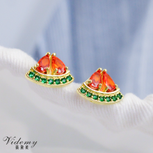 Exquisite Watermelon Cut Zircon Earrings for Modern Style