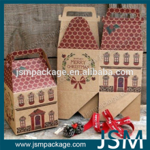 Christmas house shape gift box die cut kraft paper box