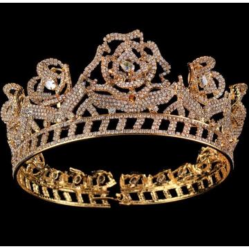 Corona de desfile de reina de belleza pequeña bañada en oro