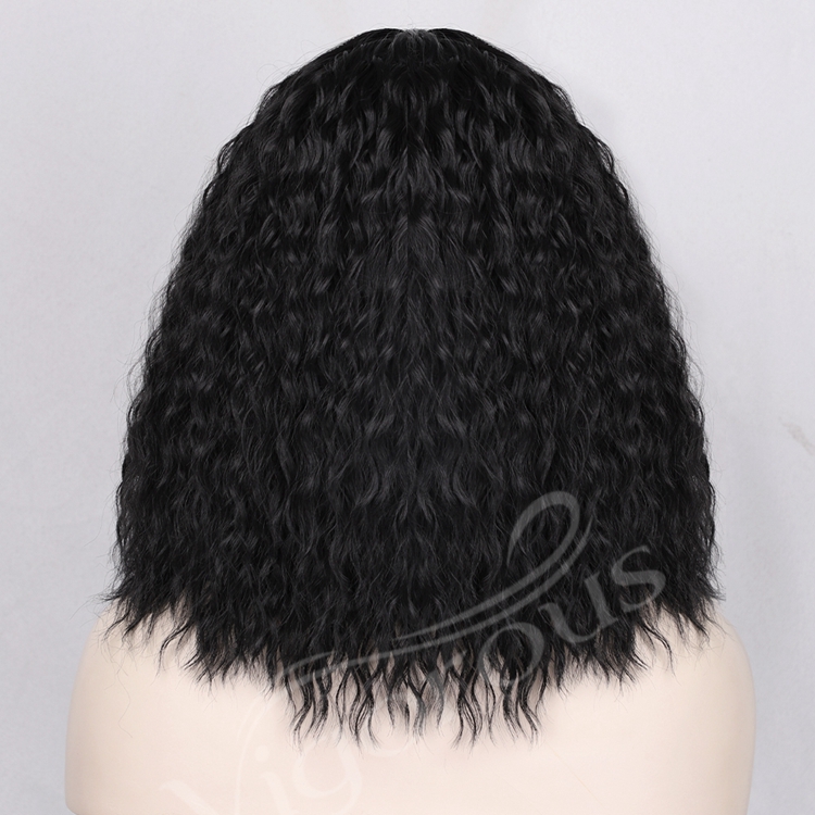 Vigorous Hot Sale Black Kinky Curly Lace Frontal Daily Party High Temperature Fiber Wig Synthetic Hair