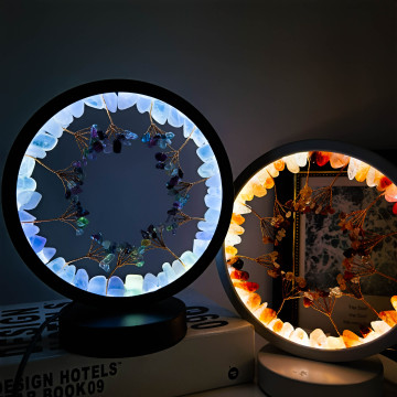 Wholesale Handmade Crystal Crafts Chips Tree Polished Tumbled Stone Light Lamp For Healing