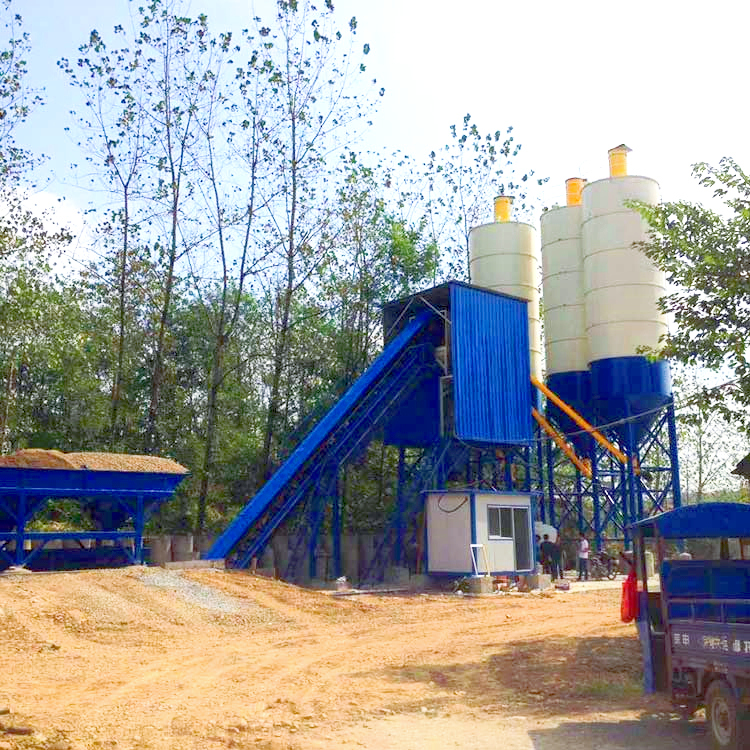 Mini cement 60m3 belt conveyor concrete batching plant