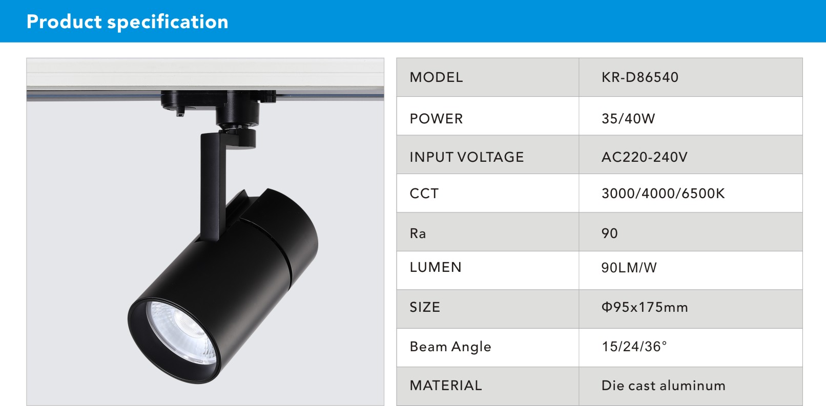 35W/40W Led Commercial Track Rail Lighting For Showroom Hotel Art Gallery Led Rail System Light