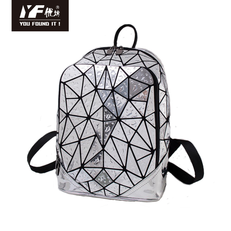 Geometric fabric water drop PU leather packpack bag