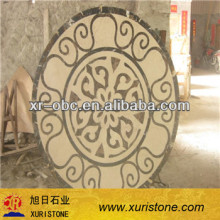 Beige marble floor waterjet medallion pattern