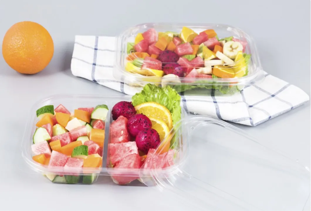 Pet Clear Plastic Compartment Take Away Salad Food Container Tray 13