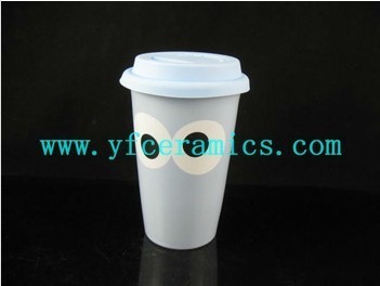 YF11017 ceramic thermos cup with silicone lid