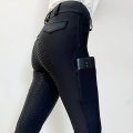 Koulè solid ti fi plen silicone pantalon Equestrian