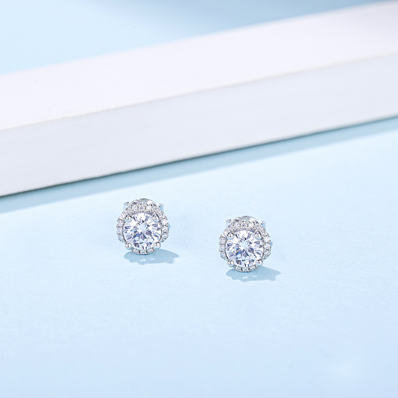 Baroque Luxury  925 Sterling Silver Moissanite Women Engagement Diamond Prongs Gemstones Wedding Party Women Stud Earrings