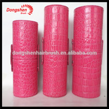 pink croc cylinder makeup brush case
