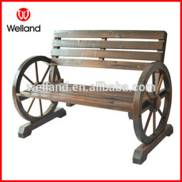 Rustic Outdoor Wooden Bench Antique Flame Burnt