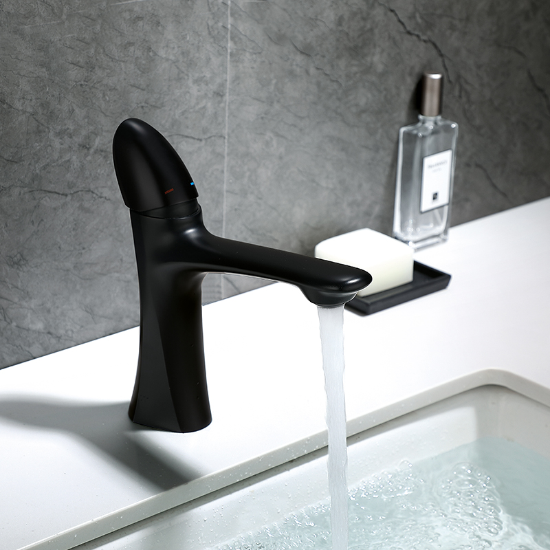 Unique Handle Black Bathroom Sink Tap