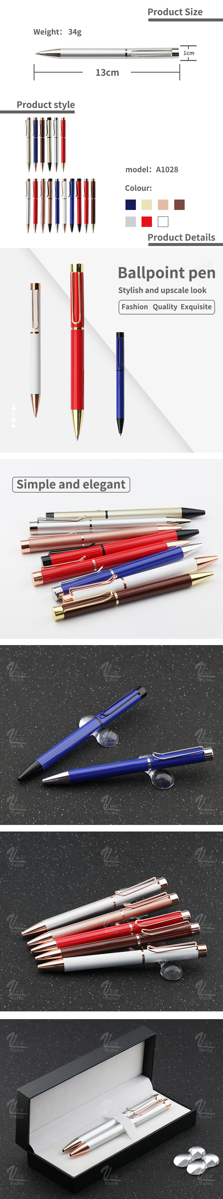 Best selling Personalized custom logo metal ballpoint office pens