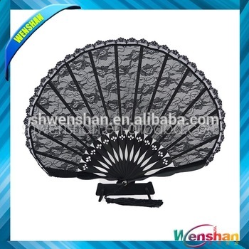shell-shape bamboo ribs lace fan