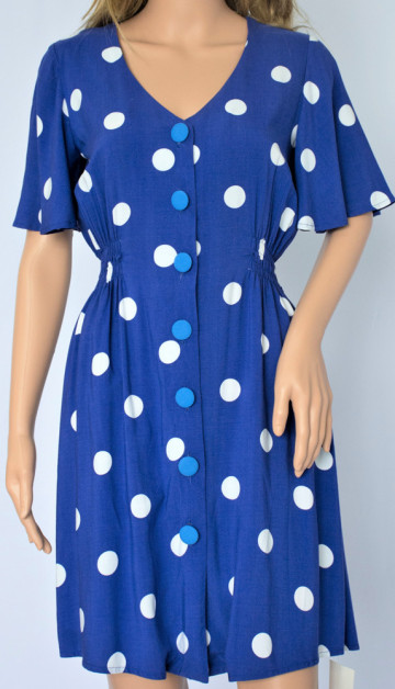 Women Blue Polka Dot Dress