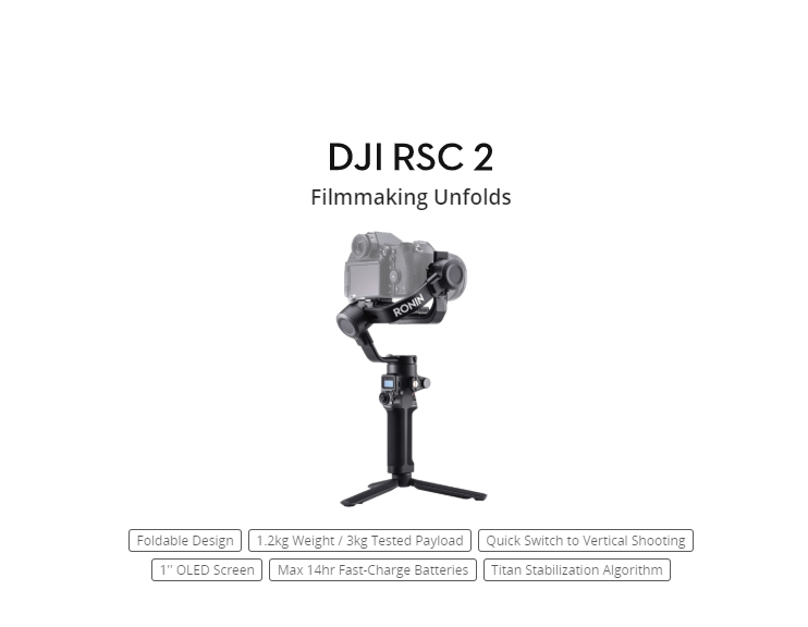 2020 hot new DJI RSC 2 /RSC 2 Pro Combo Gimbal 1 inch OLED screen 3kg payload Multi-scene solution 14hrs fast charge battery