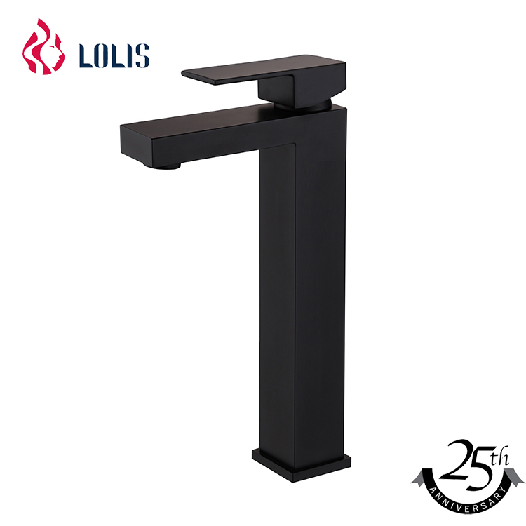 02282B Single Handle Black Color Square Hot Cold Water Sink Kitchen Faucet