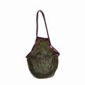 NET Bag schwärzlich grün mit Aubergine-Palette, aus reiner Baumwolle, Maße 58 x 30cm