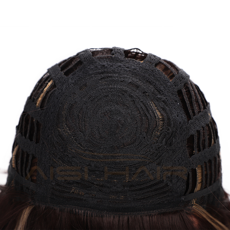 Aisi Hair Short Straight Bob Wigs Heat Resistant Synthetic Fiber Brown Blonde  Mixed Colors Short Bob Wigs with Neat Bangs