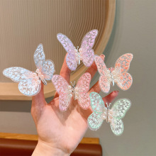 Fashion Girls' Baby Colored Handmade Pearl Moving Butterfly Hairpin Clips