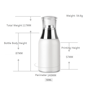 Acrylic white vacuum bottle pump bottle