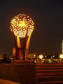 2016 nuevo moderno bola hueco con luz decoración al aire libre escultura de acero inoxidable