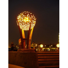 2016 nuevo moderno bola hueco con luz decoración al aire libre escultura de acero inoxidable