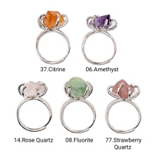 Natural Stone Rough Stone Rings Gemstone Raw Crystal Silver Adjustable Ring Gemstone Rings for Couple Amethyst Raw Ring