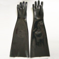 Black PVC gloves sandy finish cotton linning 60cm