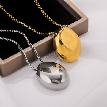 Women's Water Drop Pendant Box Chain Fashion Stainless Steel Long Necklace