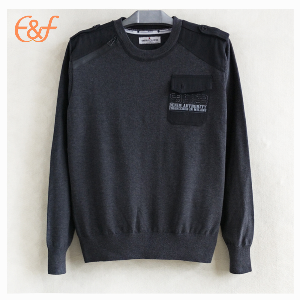 100% Cotton Fashion Elbow Patches Pullover Sweater Man