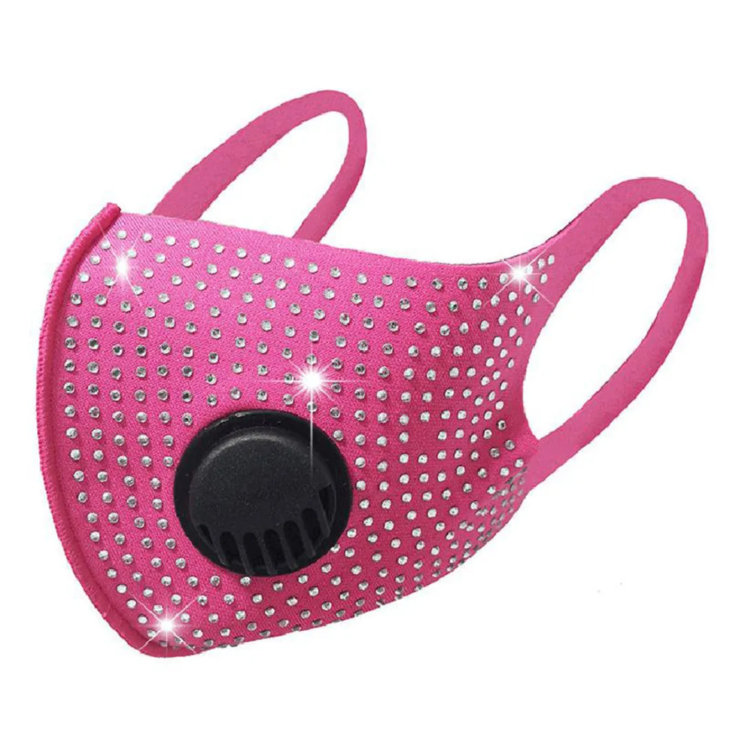 New with Breathing Valve Flash Rhinestone Dust Cloth Washable Facemask